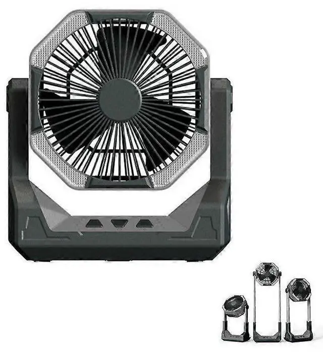 Main image of Ecocleanpath Grey Portable Fan with LED Light, 4-Speed & 8000mAh Battery for Outdoor/Indoor Cooling