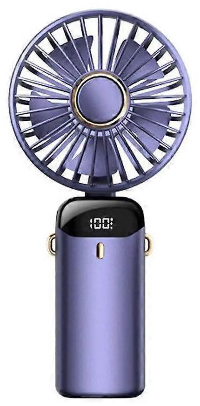 Main image of Ecocleanpath Purple Mini Handheld Fan, 90° Adjustable, 5 Speeds & Phone Holder for Home Office Travel
