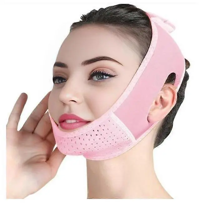 Main image of Ecocleanpath V-Line Lifting Mask & Double Chin Strap - Face Slimmer, Anti-Sagging, Adjustable Fit (Pink)