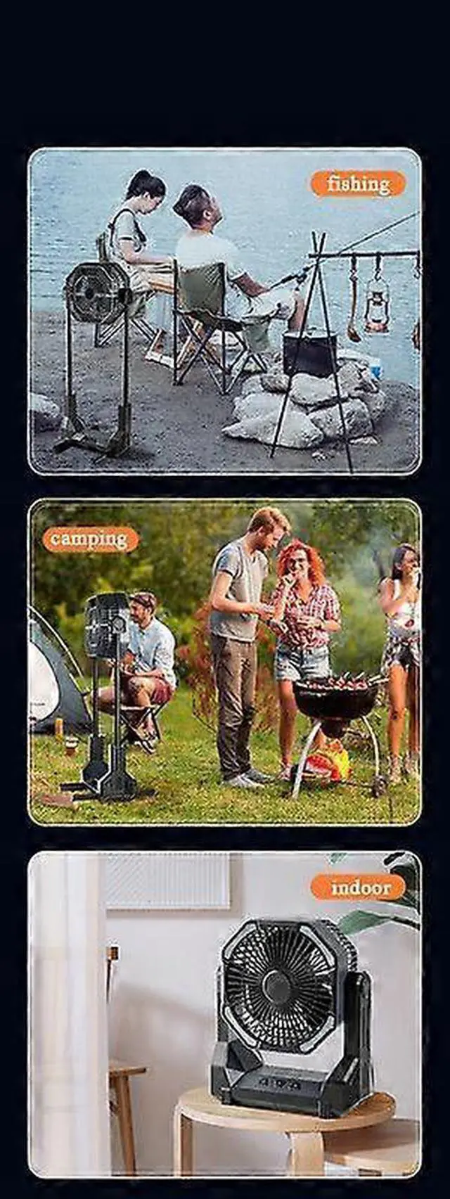 Alt view image 5 of 5 - Ecocleanpath Grey Portable Fan with LED Light, 4-Speed & 8000mAh Battery for Outdoor/Indoor Cooling