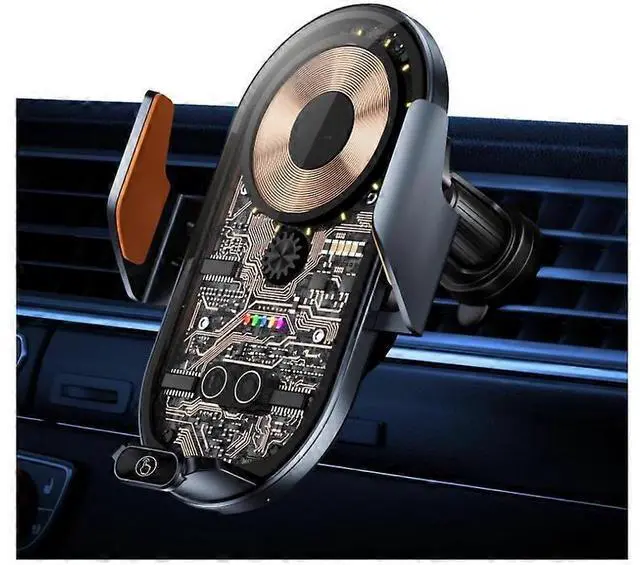 Main image of Ecocleanpath 15W Auto-Clamping Wireless Car Charger & Phone Holder, 360° Rotation, Fast Charging (Black)