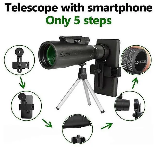 Alt view image 2 of 5 - Ecocleanpath 30x50 HD Monocular with Smartphone Adapter, BAK-4 Prism & FMC Lens for Bird Watching, Hunting, Hiking
