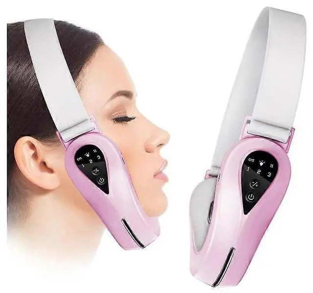 Main image of Ecocleanpath Electric Face Lift Device with Red & Blue Light, 4 Modes Double Chin Eliminator & Facial Massager (Pink)