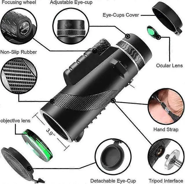 Alt view image 2 of 5 - Ecocleanpath High Power Monocular Telescope with Phone Adapter & Tripod, BAK-4 Prism for Stargazing, Bird Watching & Hunting