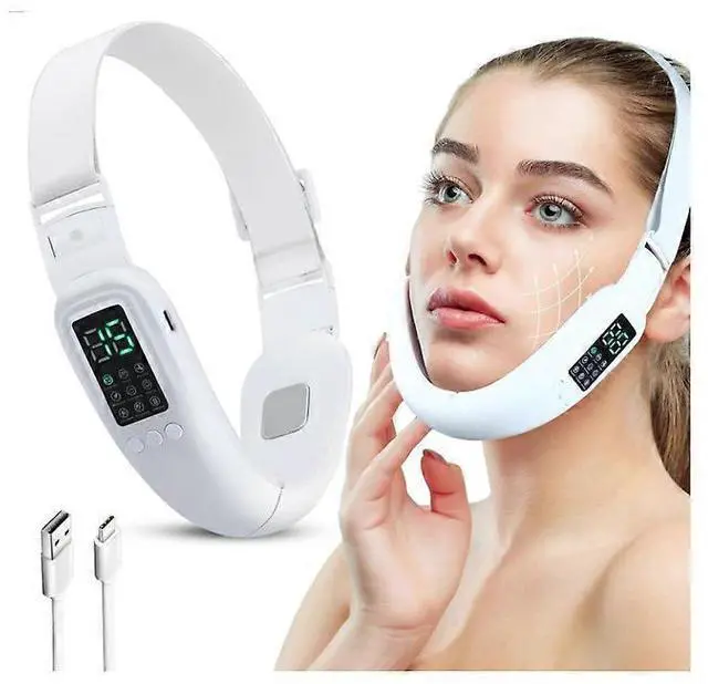 Main image of Ecocleanpath V-Face Double Chin Eliminator Machine, 8 Modes & 15 Gear Intensities, Foldable Skin Tightening Device