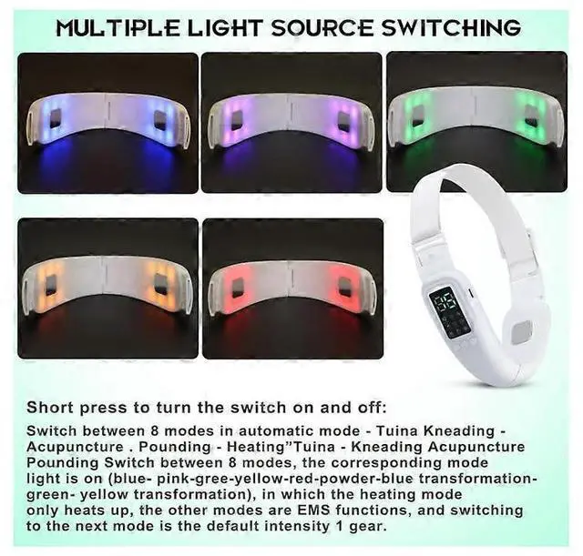 Alt view image 3 of 5 - Ecocleanpath V-Face Double Chin Eliminator Machine, 8 Modes & 15 Gear Intensities, Foldable Skin Tightening Device