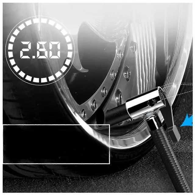 Alt view image 3 of 5 - Ecocleanpath 150 PSI Portable Car Tire Inflator Pump - 12V DC Auto Air Compressor, Black