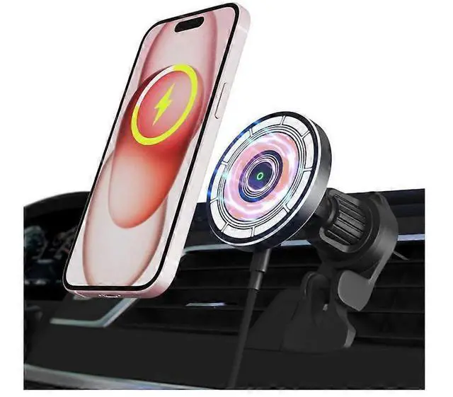 Alt view image 2 of 5 - Ecocleanpath 15W Magnetic Wireless Car Charger Holder with Auto-Alignment & 360° Rotation for iPhone 15/14/13/12 Series (Black)