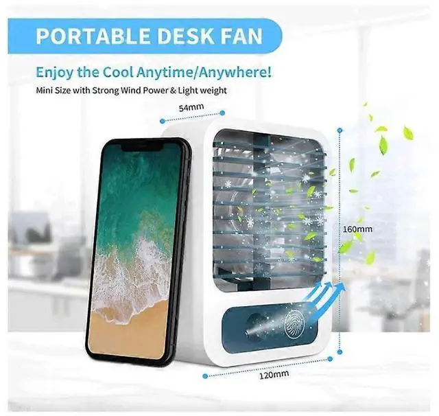 Alt view image 3 of 5 - Ecocleanpath FS04021 Portable Mini Fan with Mist Humidification, 3 Speeds & USB Rechargeable for Desk/Cooling