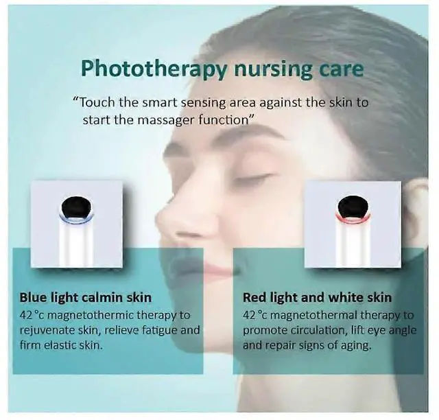 Alt view image 3 of 5 - Ecocleanpath Heated Eye Massager Wand 40, Rechargeable Blue & Red Light Therapy for Dark Circles, Puffiness & Anti-Aging (White)