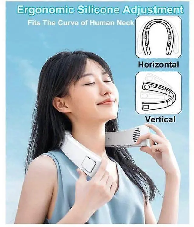 Alt view image 2 of 5 - Ecocleanpath Chonus FS_zzh_0615_26 Portable Neck Fan - 3D Airflow, 18H Cooling, Hands-Free Wearable AC