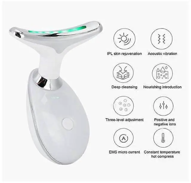 Alt view image 2 of 5 - Ecocleanpath V-Shaped Skin Tightening Machine, 3-Mode Anti-Wrinkle Facial & Neck Massager, 7000/min Vibration, White