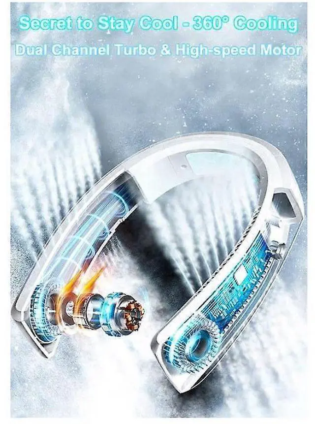 Alt view image 3 of 5 - Ecocleanpath Chonus FS_zzh_0615_26 Portable Neck Fan - 3D Airflow, 18H Cooling, Hands-Free Wearable AC