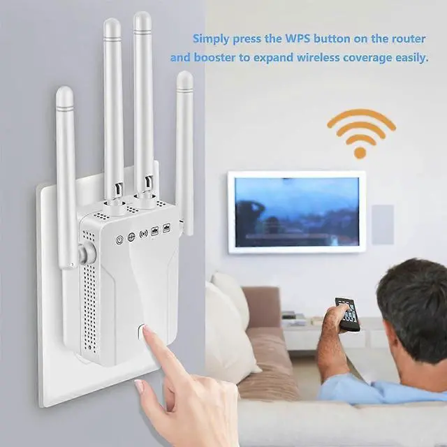 Alt view image 3 of 5 - Ecocleanpath 1200Mbps WiFi Extender - Dual Band Booster Covers 9800 Sq Ft & 35 Devices, White