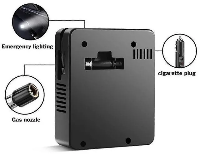 Alt view image 2 of 5 - Ecocleanpath 100PSI Portable Tire Inflator Air Compressor for Car, Motorcycle - Fast Inflation, LED Light, Black