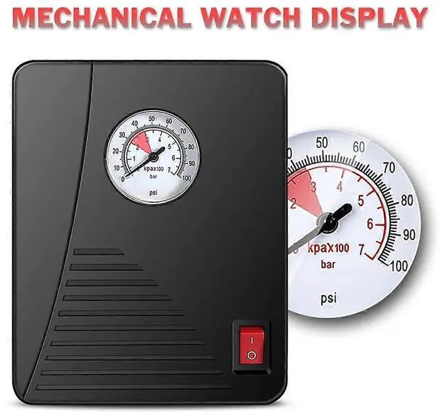 Alt view image 3 of 5 - Ecocleanpath 100PSI Portable Tire Inflator Air Compressor for Car, Motorcycle - Fast Inflation, LED Light, Black