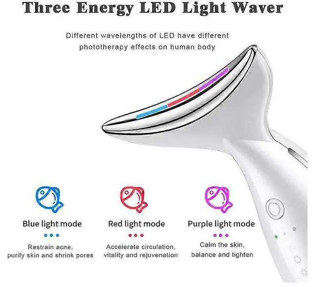 Alt view image 3 of 5 - Ecocleanpath White Microcurrent Face & Neck Massager with Heat & Vibration, 3 Modes Anti-Wrinkle Lifting Skincare Tool