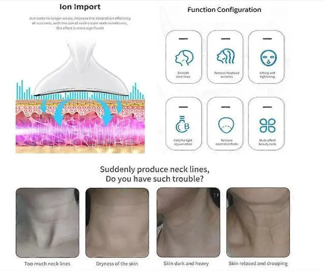 Alt view image 4 of 5 - Ecocleanpath White Microcurrent Face & Neck Massager with Heat & Vibration, 3 Modes Anti-Wrinkle Lifting Skincare Tool