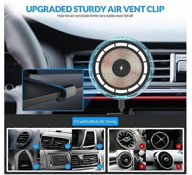 Alt view image 3 of 5 - Ecocleanpath Upgraded Wireless Magnetic Car Charger for iPhone 15/14/13/12 Series, Auto-Alignment & 10W Fast Charging (Black)