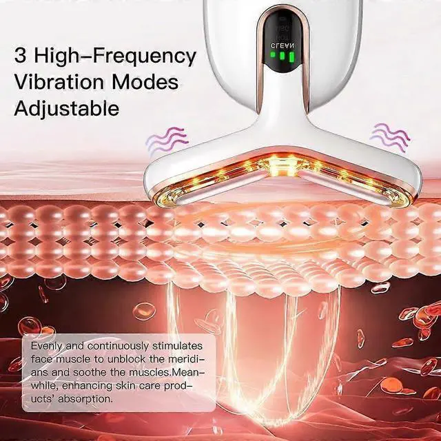 Alt view image 5 of 5 - Ecocleanpath White & Gold 5-in-1 Facial Massager with Heat & Vibration for Skin Tightening & Double Chin Reduction