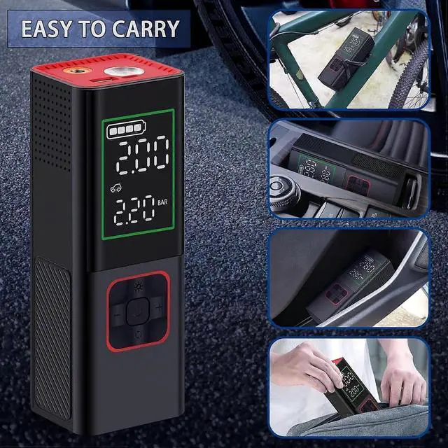 Alt view image 3 of 5 - Ecocleanpath 160 PSI Portable Tire Inflator with Auto Shutoff, Cordless for Cars & Motorcycles - Black