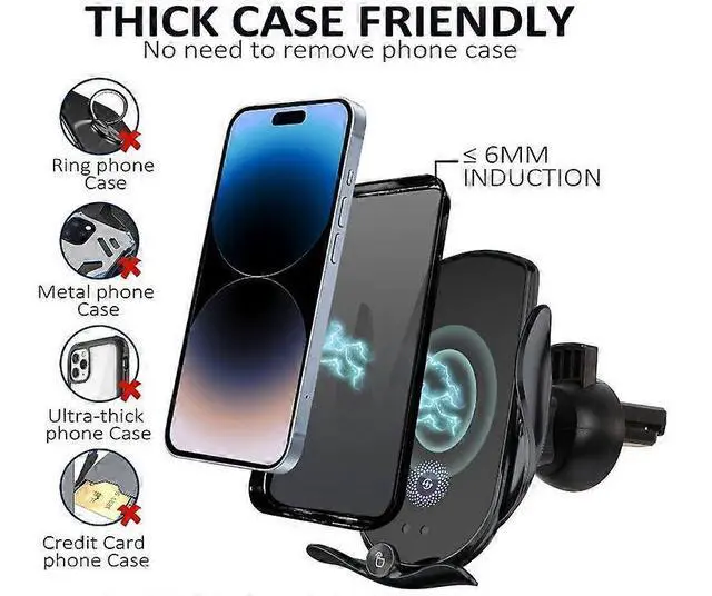 Alt view image 2 of 5 - Ecocleanpath 15W Auto Clamping Wireless Car Charger & Phone Mount for iPhone 15-11, Black