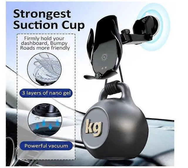 Alt view image 4 of 5 - Ecocleanpath 15W Auto Clamping Wireless Car Charger & Phone Mount for iPhone 15-11, Black