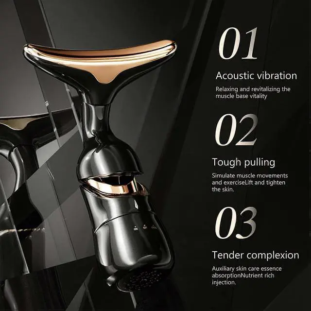 Alt view image 3 of 5 - Ecocleanpath 3-in-1 Facial Massager for Neck, Face & Eyes - 10,000/min Vibration, Skin Firming Device (Black)