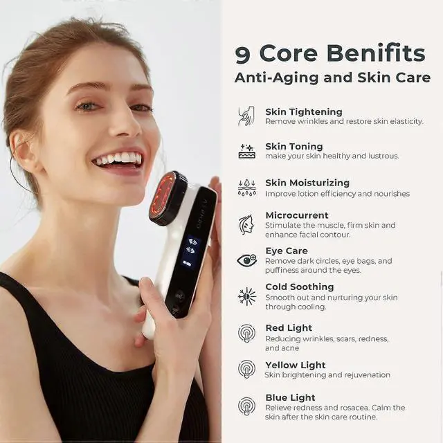 Alt view image 2 of 5 - Ecocleanpath 6-in-1 Skin Tightening Machine with Red Light Therapy - Wrinkle Removal & Rejuvenation, White