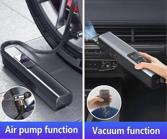 Alt view image 2 of 5 - Ecocleanpath Rechargeable Tire Inflator & Car Vacuum, 150 PSI Portable Air Compressor with LED Light & Auto-Off