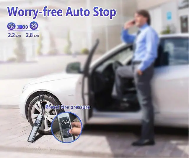 Alt view image 5 of 5 - Ecocleanpath Rechargeable Tire Inflator & Car Vacuum, 150 PSI Portable Air Compressor with LED Light & Auto-Off