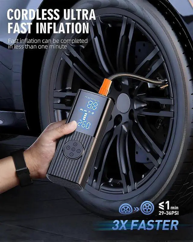Alt view image 3 of 5 - Ecocleanpath 180PSI Portable Tire Inflator with LCD Display, 3X Fast Inflation for Car, Bike, Motorcycle