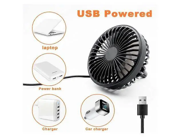 Alt view image 2 of 5 - Ecocleanpath FS04028 Portable Mini Fan, 360° Adjustable Clip-On Car Fan with 3 Speeds & Night Light
