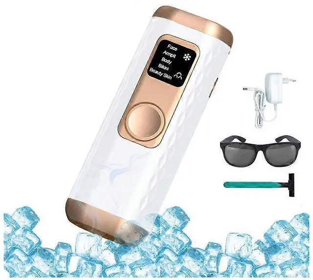 Main image of Ecocleanpath IPL Laser Hair Removal Device with Ice Cooling - 5 Energy Levels, Painless At-Home Hair Removal (White)