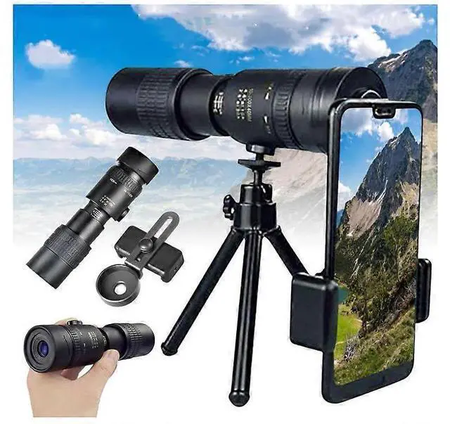 Main image of Ecocleanpath 4K 10-300X40mm Super Telephoto Monocular Telescope, Waterproof & Night Vision for Bird Watching, Hiking, Black