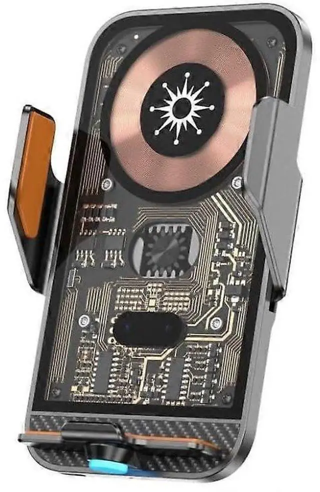 Main image of Ecocleanpath 15W Auto Sensor Car Phone Holder Wireless Charger with Transparent Design, Fast Charging & 360° Rotation (Gray)