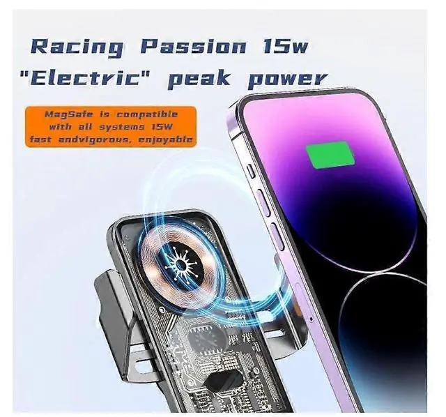 Alt view image 4 of 5 - Ecocleanpath 15W Auto Sensor Car Phone Holder Wireless Charger with Transparent Design, Fast Charging & 360° Rotation (Gray)