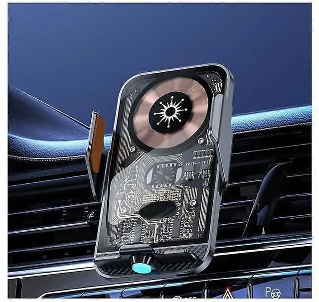 Alt view image 5 of 5 - Ecocleanpath 15W Auto Sensor Car Phone Holder Wireless Charger with Transparent Design, Fast Charging & 360° Rotation (Gray)
