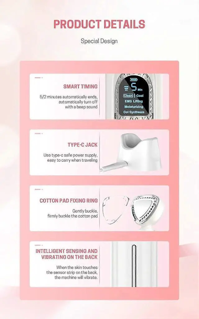 Alt view image 2 of 5 - Ecocleanpath Rechargeable Neck & Face Lift Massager: 5 Modes, 3 Gears, Hot/Cold Therapy, LED & LCD Screen