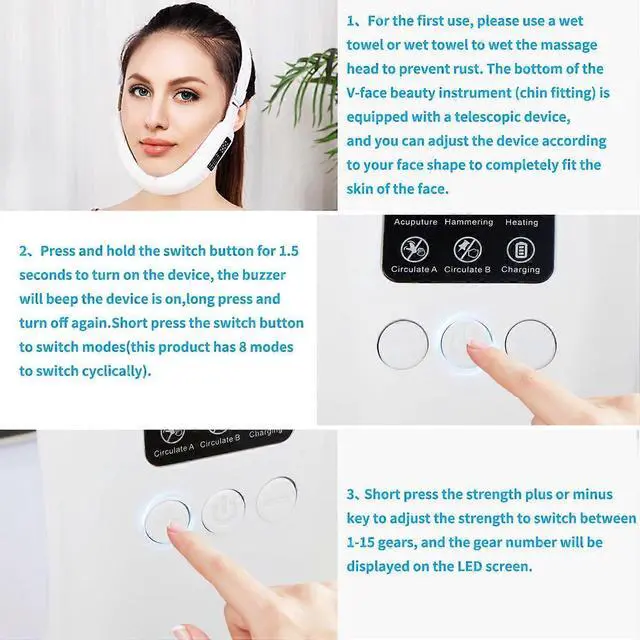 Alt view image 5 of 5 - Ecocleanpath V Face Beauty Device, 8 Modes & 15 Levels Double Chin Reducer for Women - Facial Lifting Massager