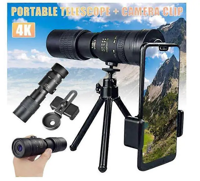 Alt view image 2 of 5 - Ecocleanpath 4K 10-300X40mm Super Telephoto Monocular Telescope, Waterproof & Night Vision for Bird Watching, Hiking, Black