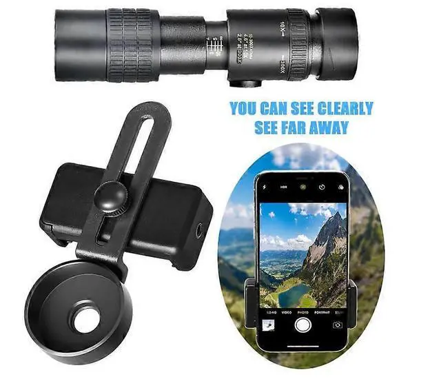 Alt view image 3 of 5 - Ecocleanpath 4K 10-300X40mm Super Telephoto Monocular Telescope, Waterproof & Night Vision for Bird Watching, Hiking, Black