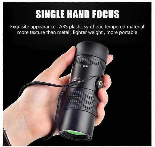 Alt view image 5 of 5 - Ecocleanpath 4K 10-300X40mm Super Telephoto Monocular Telescope, Waterproof & Night Vision for Bird Watching, Hiking, Black