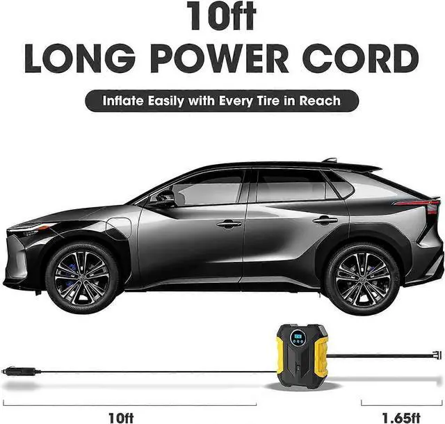 Alt view image 5 of 5 - Ecocleanpath Carsun Digital Air Compressor 150PSI, Portable Tire Inflator with LED Light & Auto Shut-Off, 12V DC - Black