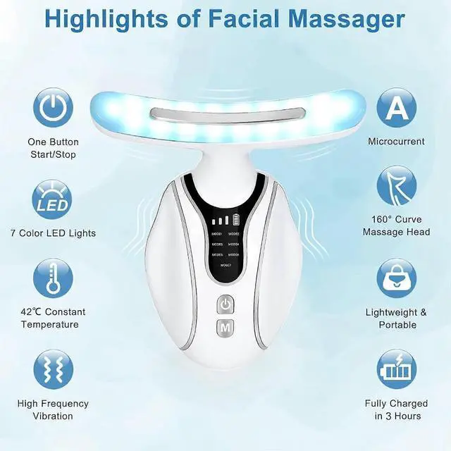 Alt view image 2 of 5 - Ecocleanpath Portable Skin Tightening Device, 7 Massage Modes for Face & Neck Lifting, EMS Anti-Wrinkle Massager (White)