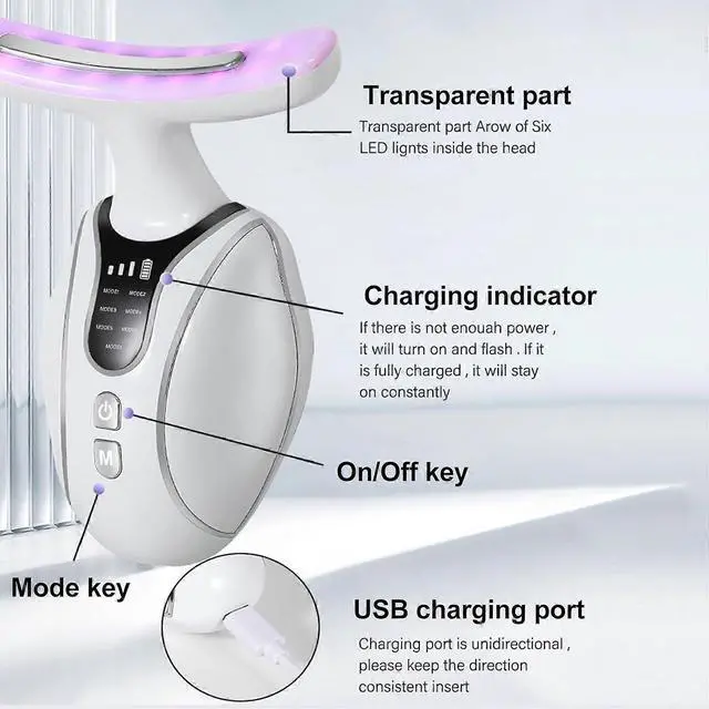 Alt view image 5 of 5 - Ecocleanpath Portable Skin Tightening Device, 7 Massage Modes for Face & Neck Lifting, EMS Anti-Wrinkle Massager (White)
