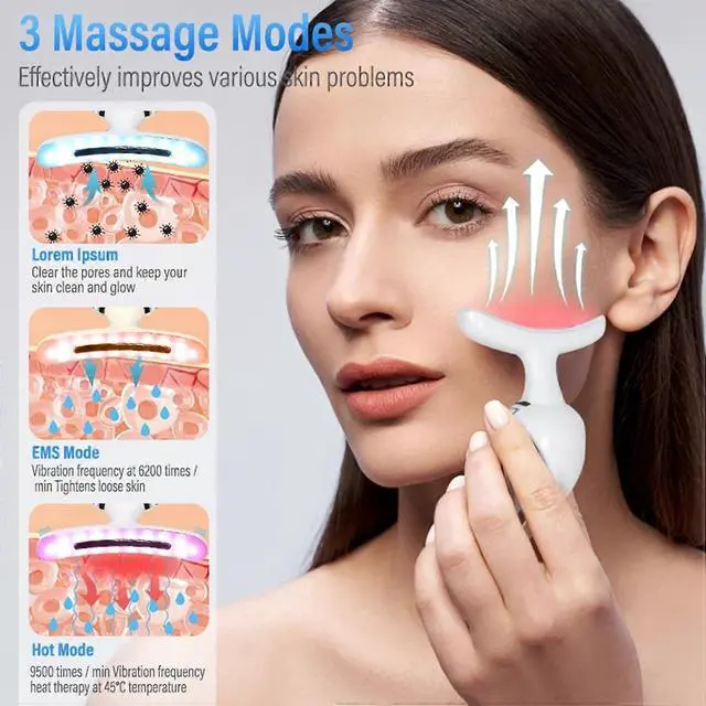 Alt view image 3 of 5 - Ecocleanpath Portable Skin Tightening Device, 7 Massage Modes for Face & Neck Lifting, EMS Anti-Wrinkle Massager (White)