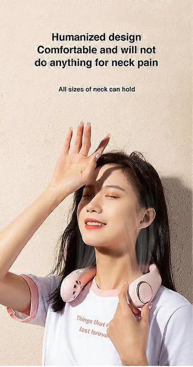 Alt view image 4 of 5 - Ecocleanpath White Neck Fan with 3 Speeds & LED Display, 360° Cooling for Outdoor Travel & Indoor Use