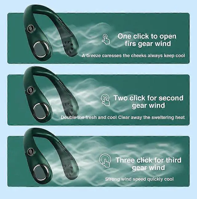 Alt view image 5 of 5 - Ecocleanpath White Neck Fan with 3 Speeds & LED Display, 360° Cooling for Outdoor Travel & Indoor Use