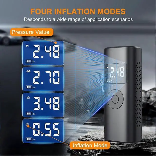 Alt view image 4 of 5 - Ecocleanpath 7800mAh 150PSI Portable Tire Inflator with LED Light & USB Charging for Cars, Bikes, Balls